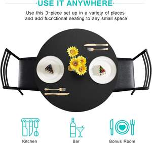 キッチン朝食ヌークリビングルーム用クッションチェア付きウッドラウンドダイニングテーブルセット - Product Image 3