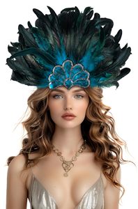 ที่คาดผมแฟชั่นขนนกสีสันสดใสสำหรับตกแต่งปาร์ตี้แบบเวนิสฮาวาย - Product Image 4