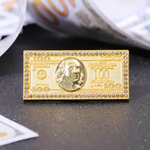 US-Dollar Aufschlag-Ausweis Gold Golfmütze-Clip-Marker hochwertige Metalllegierung Geschäftsgeschenke Großhandel individuell angepasst