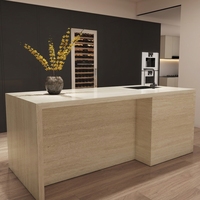 Luxuriöse Gesinterte Steinplatte Küchen-Bar-Kombi-Insel Multifunktionales Design Italienische Importierte Glasur-Veredelung Hotel-Essbereich