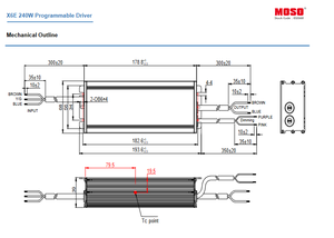 MOSO X6E-240M240 240W 130-240V 1.0-1.5A IP67 <b>LED</b> <b>Driver</b> 0-10V PWM Timer <b>Dimmable</b> <b>LED</b> Light Power Supply - Product Image 3