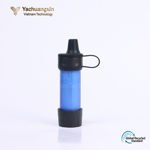 Bouteille d'eau portable en ABS bleu avec bouchon noir pour le camping en plein air, la randonnée, toutes saisons, 1 pièce - Product Image 2