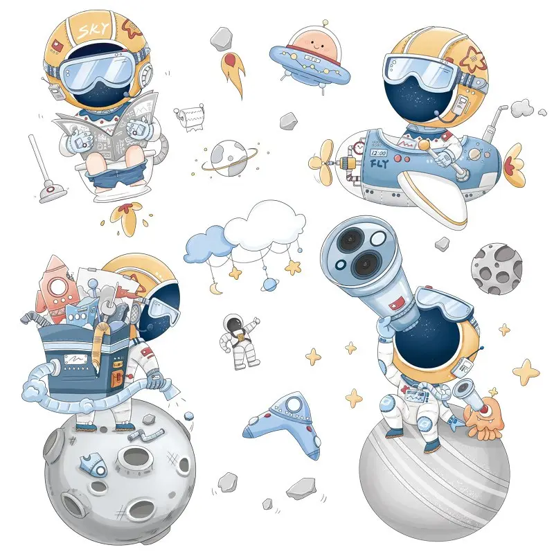 Wholesale embellish Research Life Astronaut Object Storage Wall Stickers For Balcony Bedside