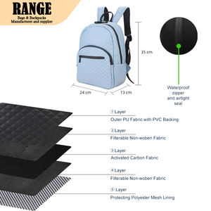 Mochila Oem a prueba de olores, bolso de hombro de Pu y carbono para <span class=keywords><strong>mujer</strong></span>, con olor con cierre de cremallera impermeable, bolsas secretas para niñas, opciones flexibles - Product Image 2