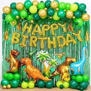 Decoración de Dinosaurio para Fiesta de Cumpleaños, Kit de Guirnalda de Arco de Globos de Feliz Cumpleaños, Cortinas de Aluminio, Recuerdo de Fiesta Temática de Dino, 97 Uds.