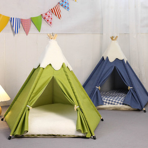 Semi-fermé Petits Chiens Chat Nid Pet Sleeping House Lit Avec Tapis Maison <span class=keywords><strong>De</strong></span> Chat En Bois - Product Image 3