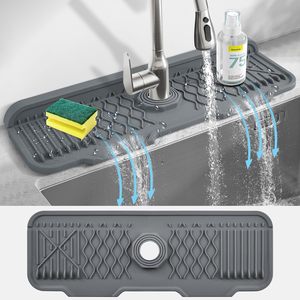 Protecteur Anti-éclaboussures Pour évier De Cuisine - Barrière En Silicone Antidérapante, 49x8 Cm | Évite Les Projections D'eau Sur Le Plan De Travail