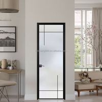 Puerta de ducha sin marco deslizante doble de vidrio templado de acero inoxidable negro para baño de diseño de bajo precio