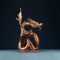 Statue de dragon chinois en cuivre violet, figurine porte-bonheur Feng Shui, décoration de bureau, cadeau d'affaires pour la maison et le bureau