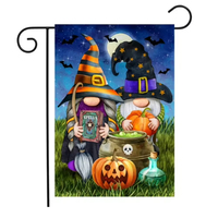 Drapeau de jardin en polyester double face style lin 12,5 x 18 pouces, Joyeux Halloween