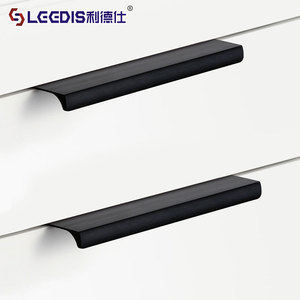 Lcedis Cabinet Handle Black Brushed Aluminum Alloy Bar Minimalist Design For <b>Kitchen</b> Wardrobe Furniture <b>Hardware</b> - Product Image 1
