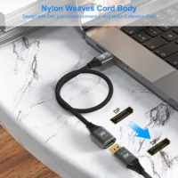 Câble d'extension 8K 60Hz à effet visuel 3D, gaine en PVC, DP 1.4 mâle vers femelle, pour PC, TV, ordinateur portable, moniteur, HDTV
