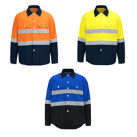 Chemise de travail personnalisée à manches longues en pur coton, légère, réfléchissante et durable pour l'usine et le travail en extérieur