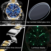 Montres pour hommes de la marque OLEVS, originales, étanches, en acier inoxydable, chronographe, phase lunaire, date, cadran rotatif, montre de luxe haut de gamme pour hommes