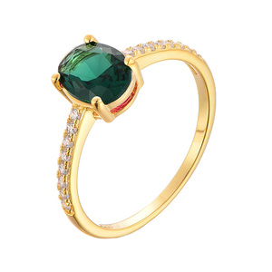 مجوهرات فضة مصير بيضاوية مقطعة من الأحجار الكريمة خاتم خطوبة زفاف أخضر للنساء - Product Image 3