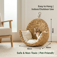 Lit pour chien et chat Petduke, luxueux et moderne, en jacinthe d'eau solide, fait main, housse amovible, imperméable, écologique, toutes saisons