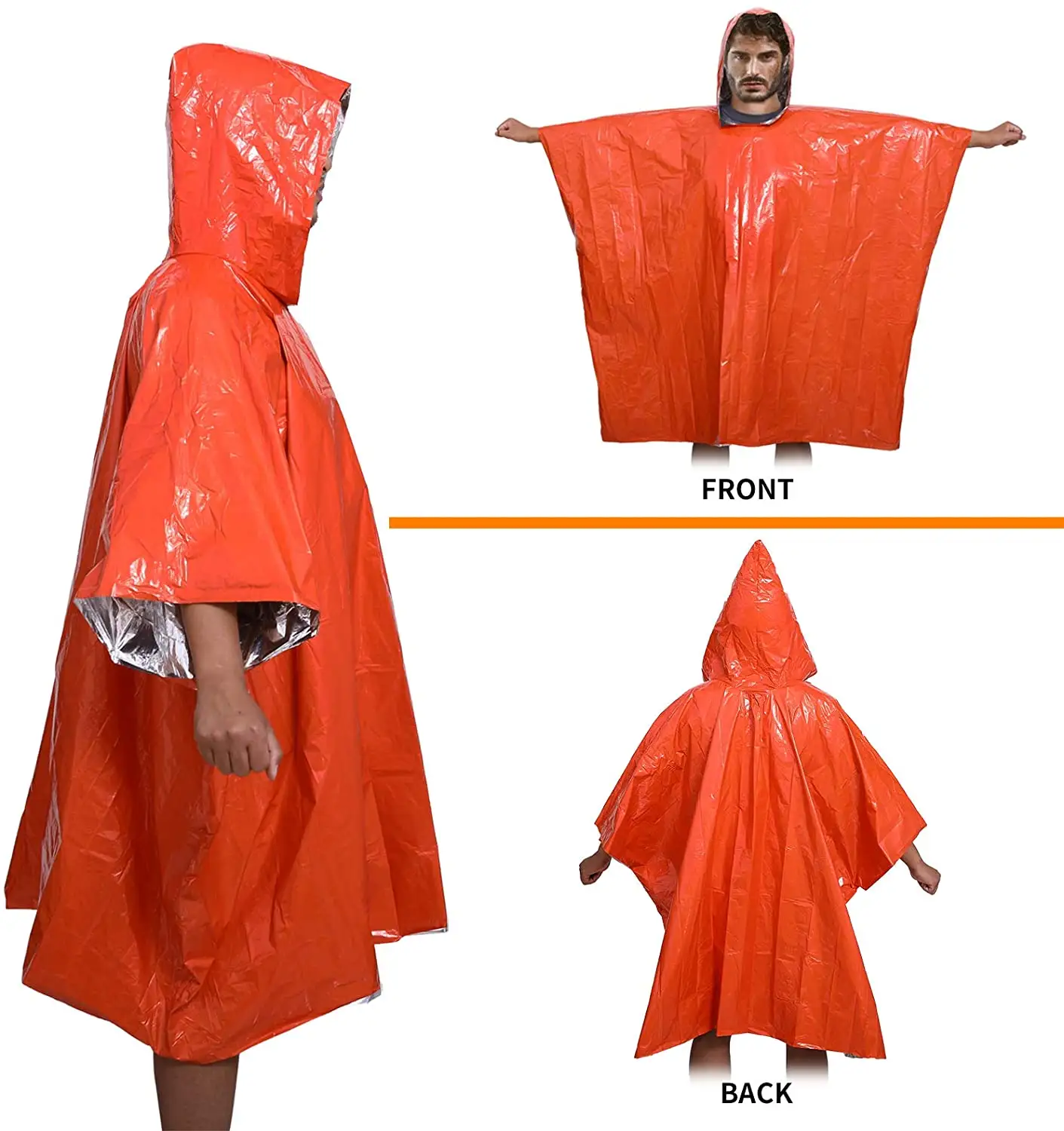 Disposable PE Orange Emergency Insulation Raincoat Adventure Raincoat Thickened Emergency Blanket