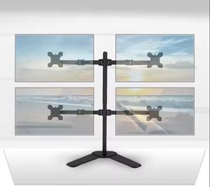 Quad Monitor Arm Base <b>Stand</b> <b>Desk</b> Mount Height Adjustable Four PC Computer <b>Screen</b> Articulating 4 Monitor <b>Stand</b> - Product Image 4