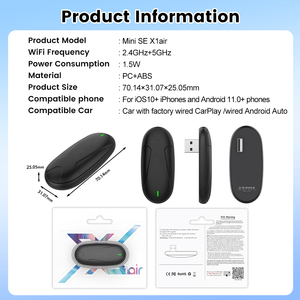 Nouveauté Carlin Kit 6.0 Mini X1Air Android Auto sans fil pour voiture, USB Carplay Media Carlinkit Ai Box Lecteur multimédia pour voiture pour Apple - Product Image 3