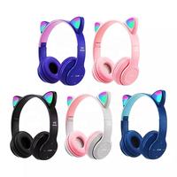 Casque sans fil à réduction de bruit P47M avec micro, prise en charge de la carte TF, casque de jeu P47 à oreilles de chat, casque stéréo à basses profondes, prix d'usine