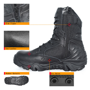 <b>Black</b> <b>Men</b> Tactical <b>Boot</b> Ankle Outdoor Training Shoes Lace Up Side Zipper Anti Slip Waterproof Quick Dry - Product Image 4