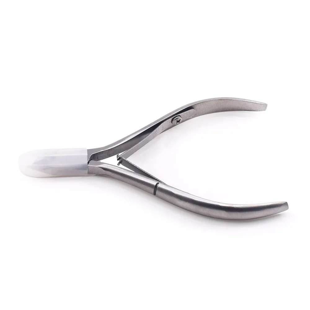 Argento francese personalizzato cuticole Pusher affilatura Logo personalizzato strumento di bellezza all'ingrosso punta in acciaio inossidabile pinze per unghie piede