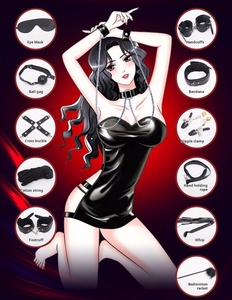 レザーバインディングセクシーセブンピース<span class=keywords><strong>BDSM</strong></span>大人のおもちゃセットには、ゲイのおもちゃのカップルのための手錠とブレストクリップボンデージギアが含まれています - Product Image 6