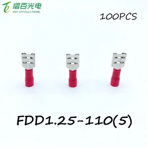 FDD1.25-110 sectionneur femelle isolé (5) 100 pièces/paquet connecteur électrique rapide à bêche rouge borne de fil à sertir terminateur AWG