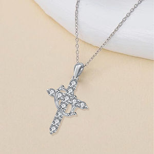 2025 haute qualité 12 mois pierre de naissance croix collier argent ton religieux pendentif bijoux pour cadeaux - Product Image 4
