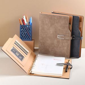 Carnet en cuir PU personnalisé A4 A5 avec impression de logo, carnet promotionnel à boucle pour entreprise - Product Image 1