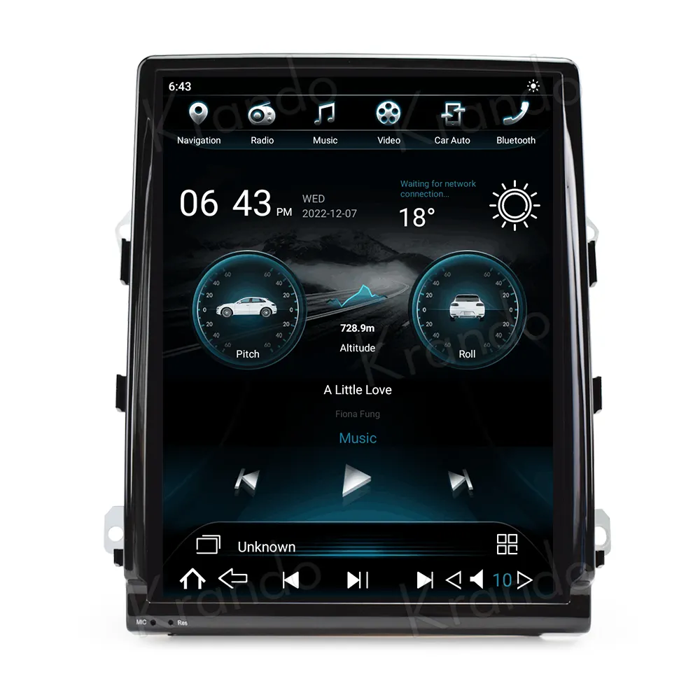 Krando 10,4 "Radio de coche estéreo estilo Tesla para Porsche Cayenne 2011 - 2017 soporte de navegación DVD para coche Sensor de aparcamiento 360 Cámara