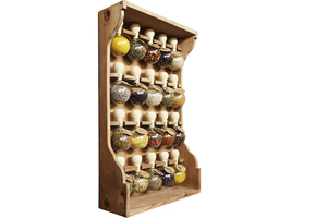 Étagère à épices en bois pour cuisine, 2 niveaux, organisateur de condiments pour garde-manger et armoire - Product Image 3