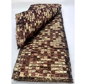 Nueva Tela <span class=keywords><strong>de</strong></span> Encaje Jacquard Brocado <span class=keywords><strong>de</strong></span> Alta Calidad en Oferta, 5 Yardas, Poliéster/Algodón Ecológico, Vestido <span class=keywords><strong>de</strong></span> <span class=keywords><strong>Fiesta</strong></span> Nigeriano para Mujer - Product Image 1