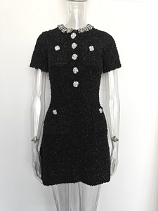 AIMEISI Abito Elegante da Donna a Maniche Corte <span class=keywords><strong>con</strong></span> <span class=keywords><strong>Perline</strong></span> Decorative, Vestito Aderente Semplice in Maglia Corta - Product Image 6