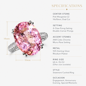 Anello Ovale Grande da Donna, Elegante Gioiello per Matrimoni e Feste - Product Image 5