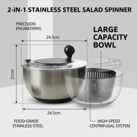 Roestvrijstalen Salade Spinner Fruit Groente Wasmachine En Droger Keuken Groentesalade Spinner