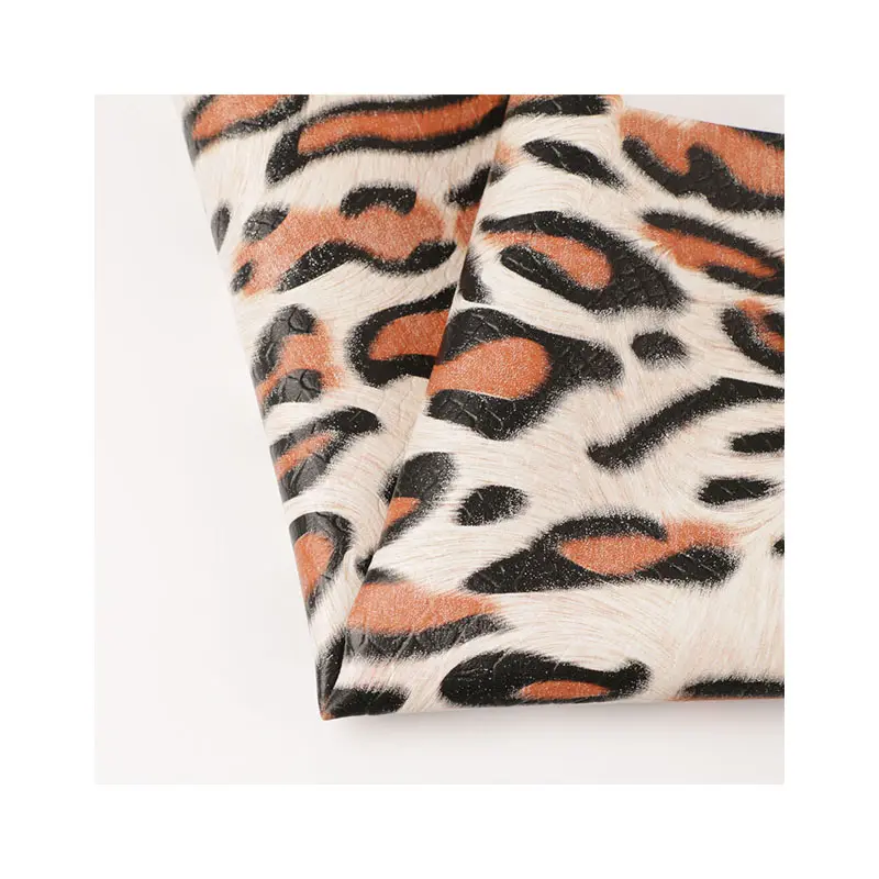 Marimekko toptan 265-295GSM 55 inç 0.6MM leopar baskılı suni deri Rayon dokuma kumaş deri levhalar işçiliği için