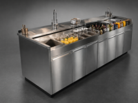 Comptoir de bar multifonctionnel en acier inoxydable sur mesure avec portes coulissantes, fonction de congélation/refroidissement, fournitures pour hôtels et restaurants
