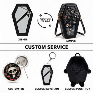 Custom <b>Gothic</b> Ita <b>Bag</b> Insert Board Unique Coffin Silhouette PU Tote Clear Window Pin Display Crossbody <b>Bag</b> Itabag - Product Image 3