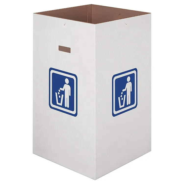 Recipientes quadrados rrecicláveis, latas de lixo de papel de armazenamento de lixo recipientes de cartão enrolado caixas de lixo com logotipo de resíduos para uso externo