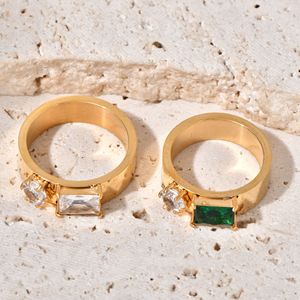 Hợp thời trang thép không gỉ 18K vàng mạ vòng với Zircon đá, đôi-đá hình học thiết kế thời trang đồ trang sức - Product Image 1