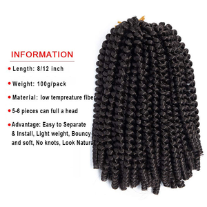 Printemps Twist Cheveux 8 Pouces Printemps Twists <span class=keywords><strong>Crochet</strong></span> Tressage Cheveux Ombre Couleurs Extensions de Cheveux Synthétiques 30 Brins/Paquet - Product Image 2