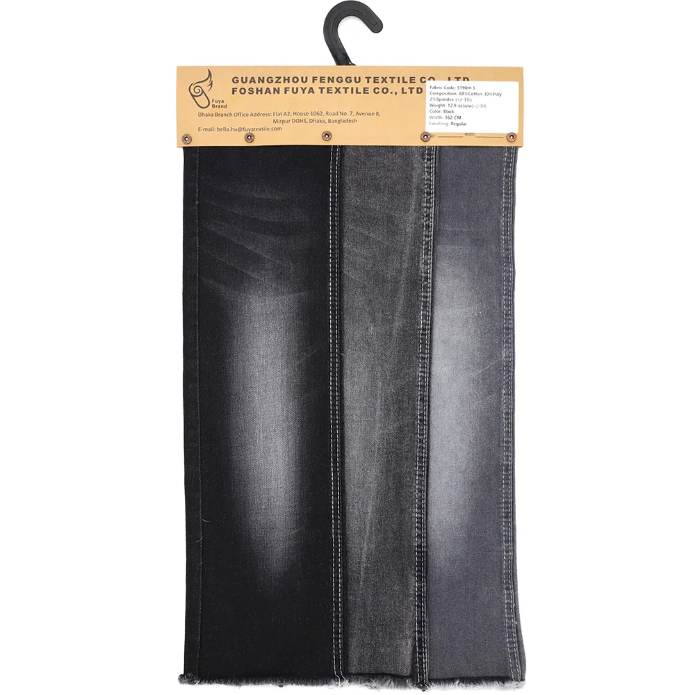 190h-3 160 cm mercerized Đen 68% cotton 9.85 oz Stretch denim vải cho phụ nữ jeans