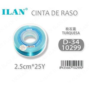 ริบบิ้นผ้าซาตินอิลัน 2.5 ซม. X 25 หลา สีเทอร์ควอยซ์ D34 - Product Image 3