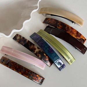 Pinza de Pelo Francesa de Acetato Curvada con Resorte, Pinza de Pelo Romántica con Resorte Metálico, Accesorio para el Cabello - Product Image 2