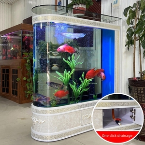 Gebogen Hoek Ovaal Ultra Wit Glas Luxe <span class=keywords><strong>Aquarium</strong></span> Met Ultra Stille Schoon Water Systeem Voor Woonkamer <span class=keywords><strong>Aquarium</strong></span> - Product Image 2