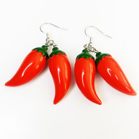 Pendientes de Resina Roja Personalizados 2024, Simulación 3D de Pimientos Pequeños, Fabricante {Pendientes para Mujer}
