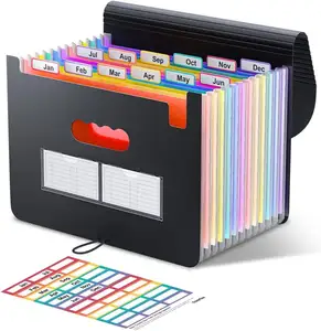 File Organizer, 12 Taschen, die Datei ordner erweitern, Portable Monthly Bill Receipt Organizer, bunte Register karten, Letter/A4-Format