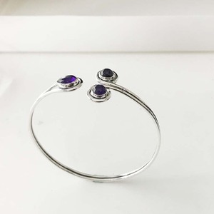 Venta al por mayor 925 pulsera de plata esterlina aspecto fabuloso PerA-Ajustable amatista oro acento joyería de plata - Product Image 4
