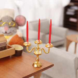 Modèle miniature de <span class=keywords><strong>chandelier</strong></span> avec trois bougies vintage, pièces 1:12, jouets pour maison de poupée Ob11 - Product Image 3